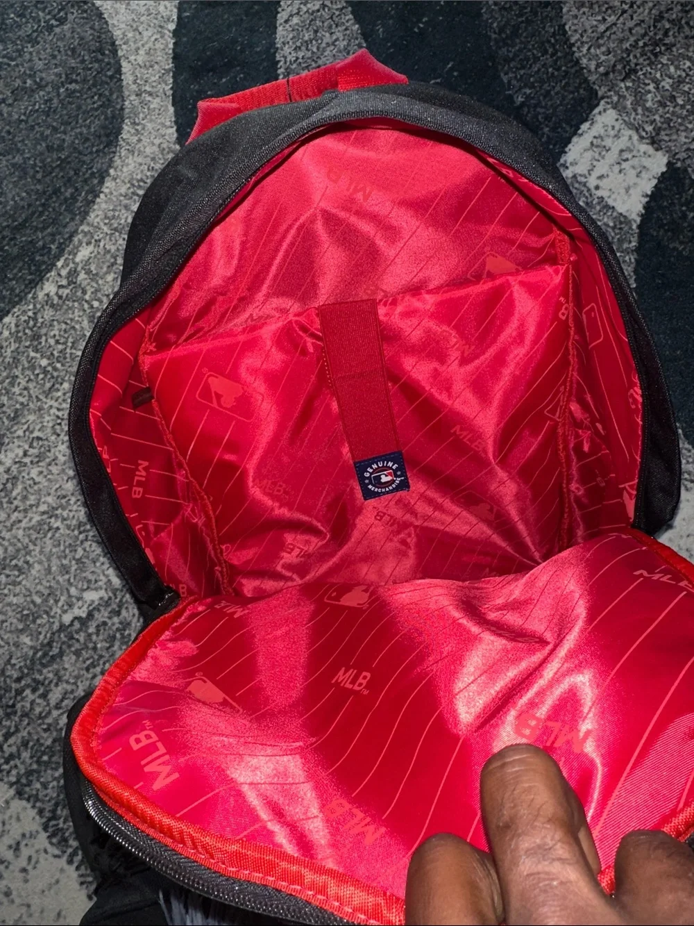 MLB Black Backpack with Red Boston B Logo